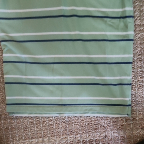 St. John's Bay Mint and Navy Striped Polo - Picture 3 of 5